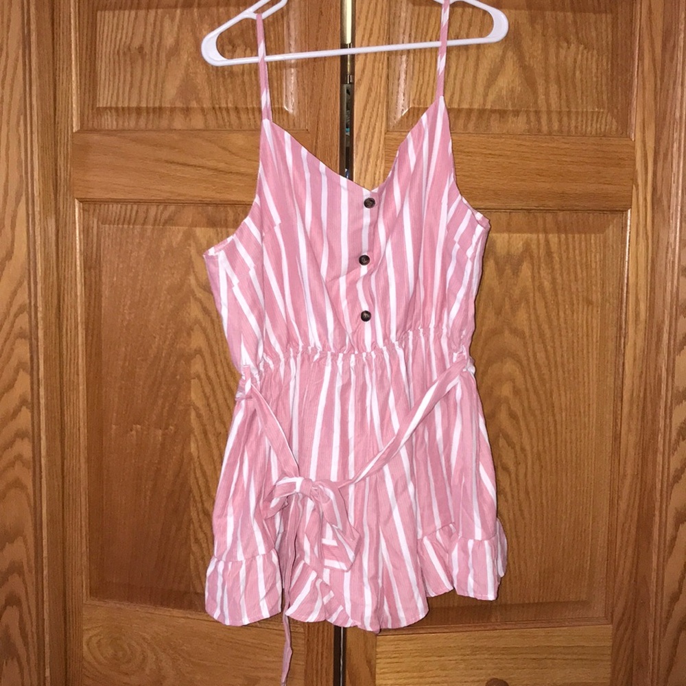 Red/ white striped romper